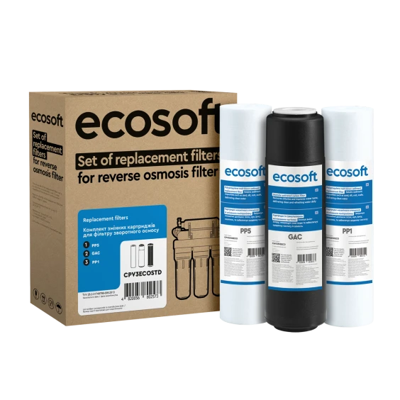 Set cartușe Ecosoft 1-2-3 pentru osmoză inversă