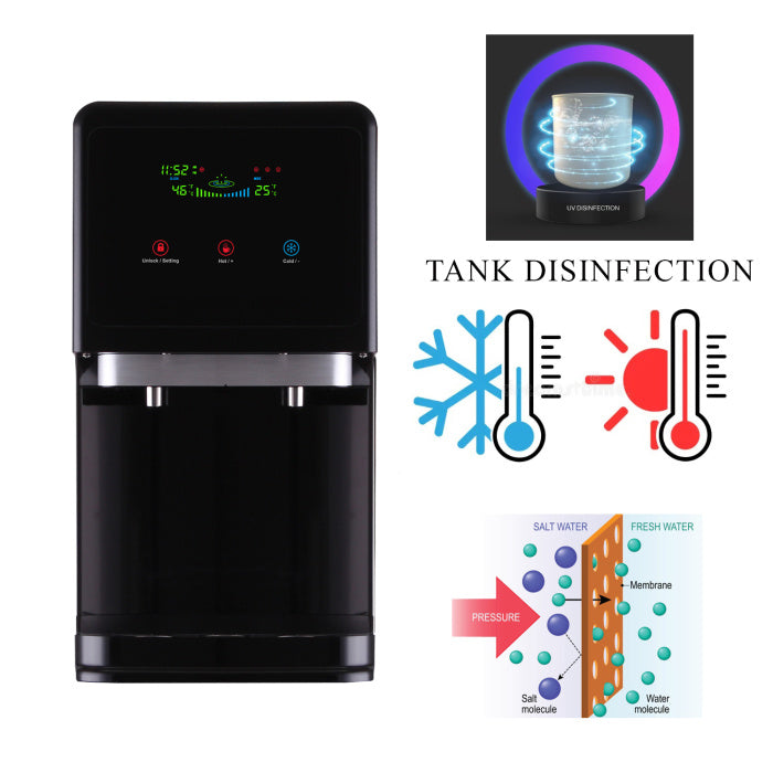 Water dispenser PEARL 75 BLACK cu filtrare RO și UV LED